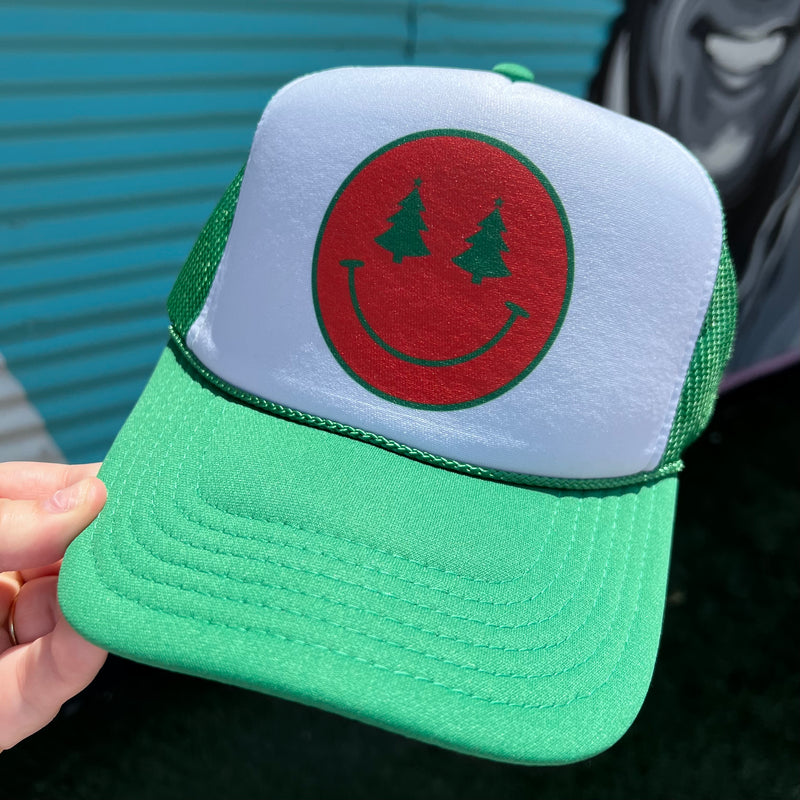 Christmas Smiley Trucker Cap (Multiple Color Options)