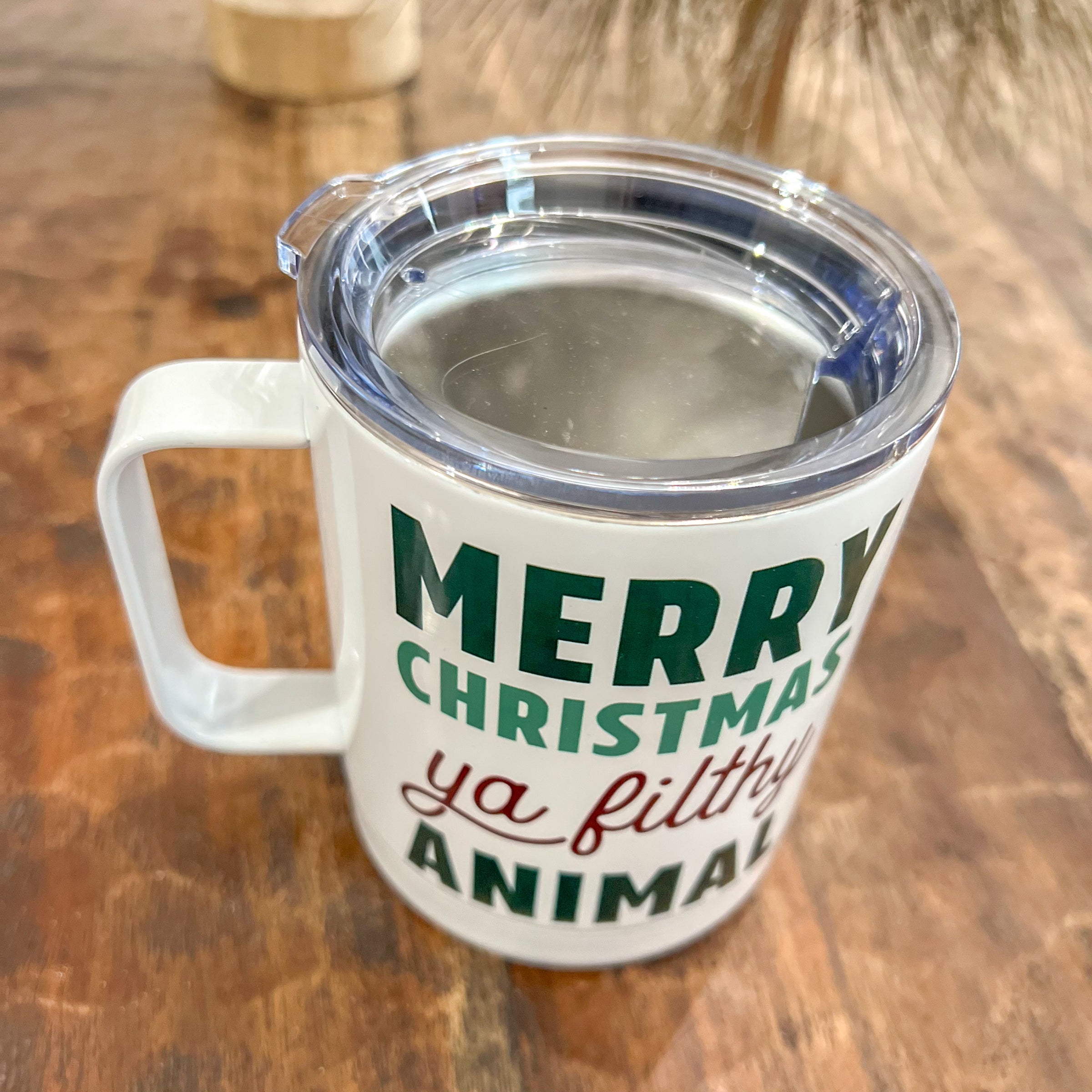Merry Christmas Ya Filthy Animal Travel Coffee Mug – Turquoise and Tequila